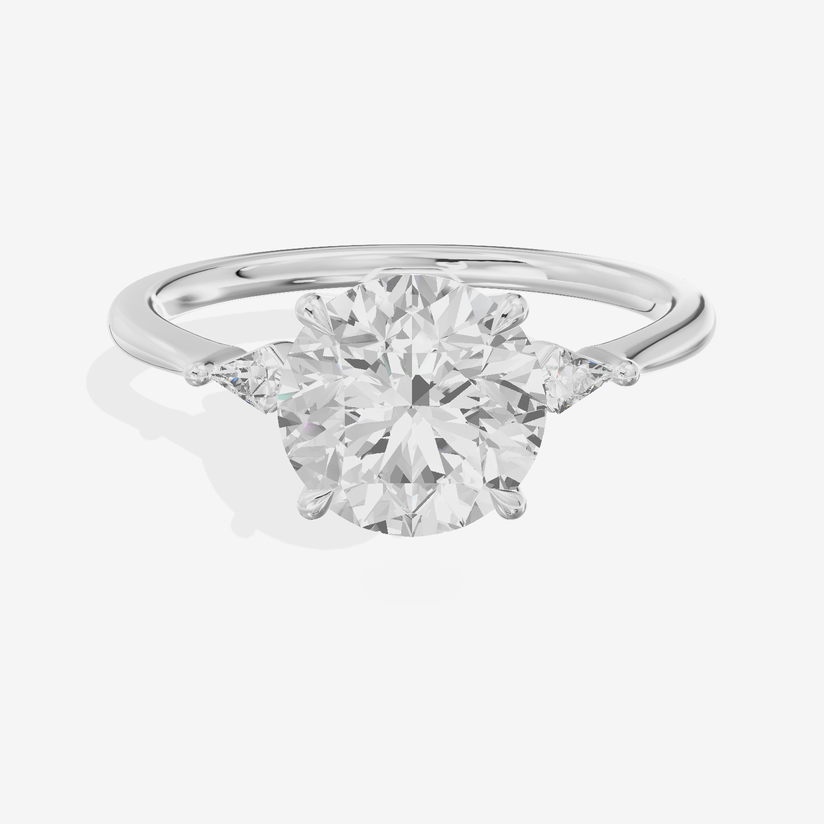 Petite Triade Round Three Stone Engagement Ring (1/15 ct. tw.) in 14K White Gold
