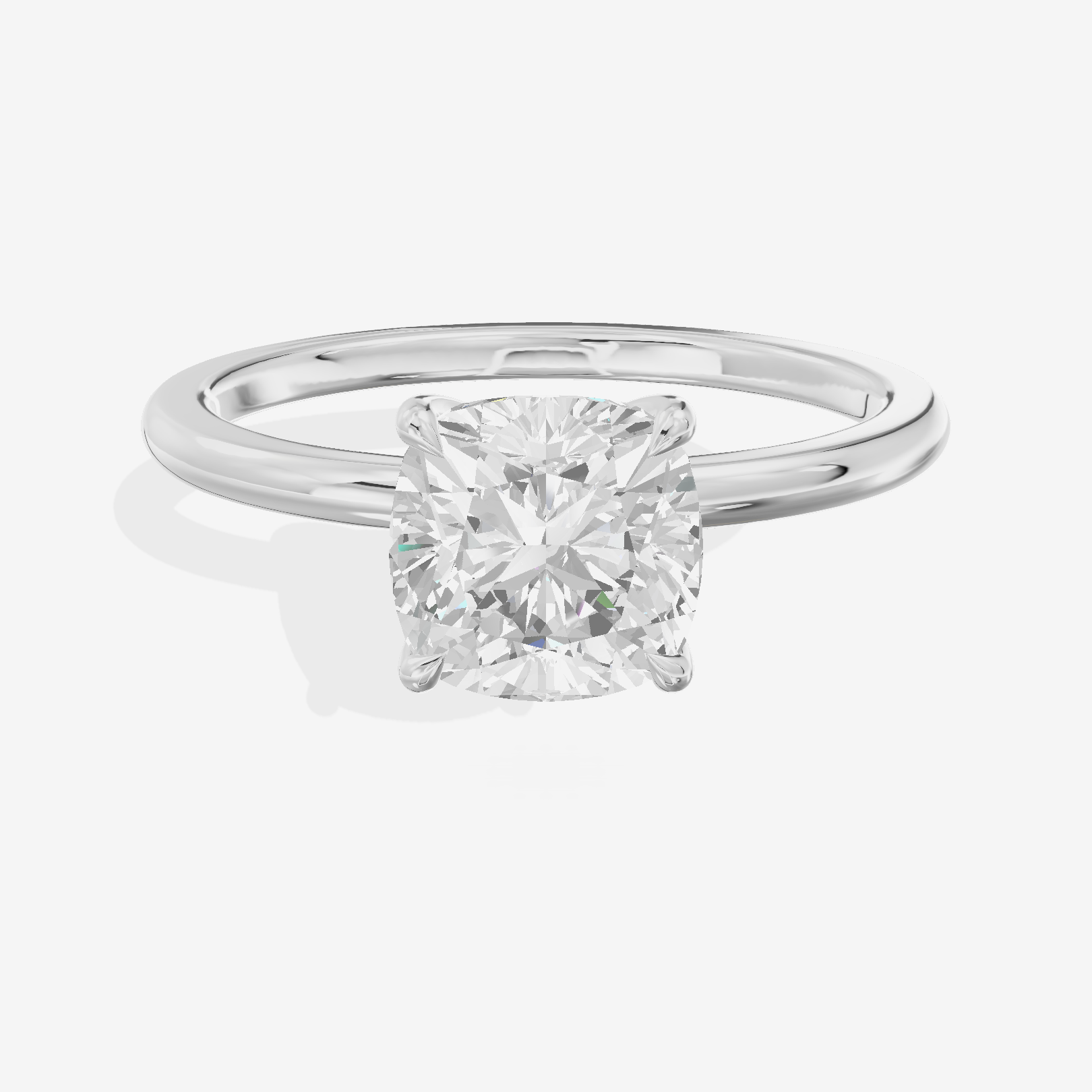 Lustrous Repose 1.5mm Cushion Comfort Fit Engagement Ring in 18K White Gold
