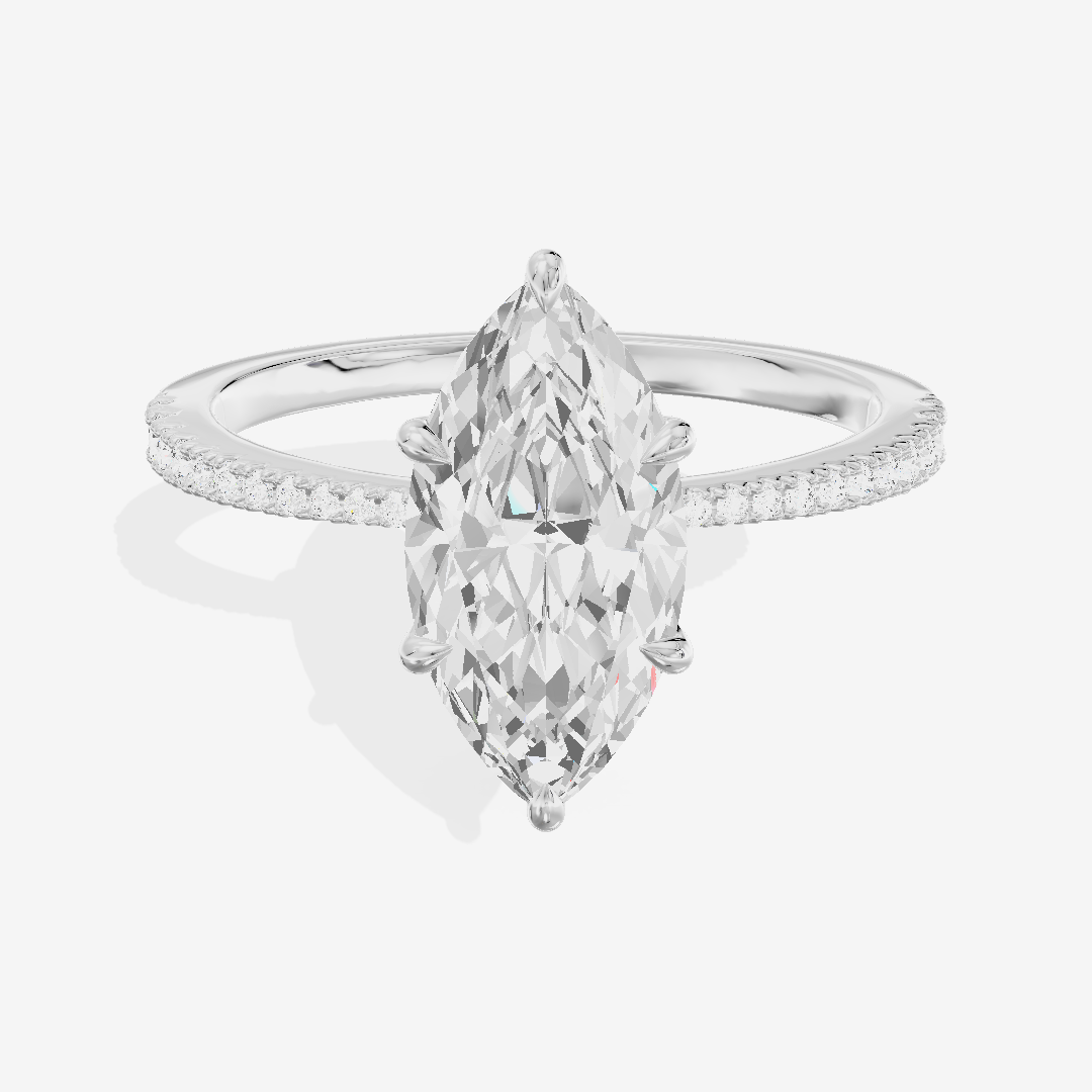 Grand Tender Marquise Engagement Ring with Side Stones (1/8 ct. tw.) in 18K White Gold