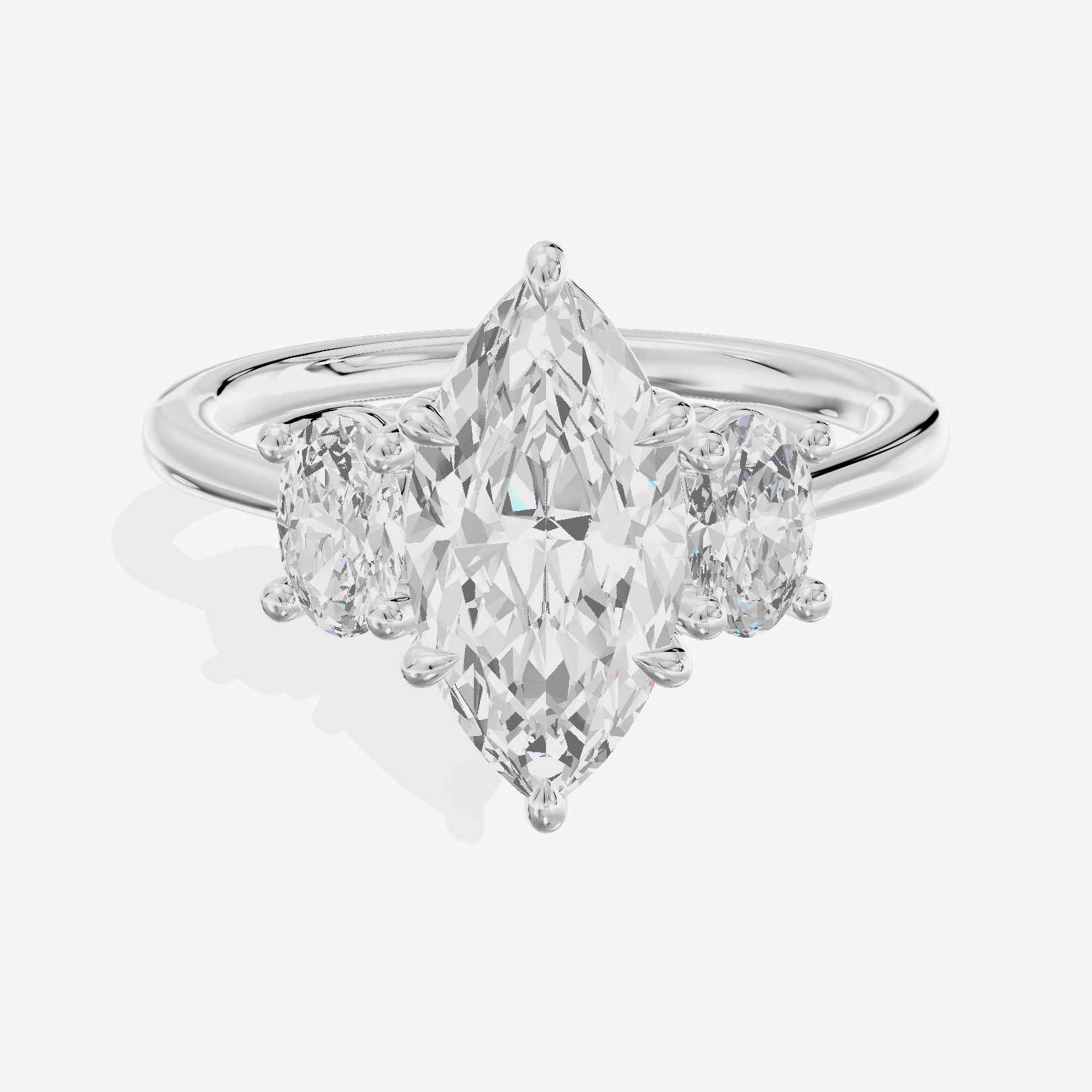 Modern Coeurine Three Stone Marquise Engagement Ring (1/2 ct. tw.) in Platinum
