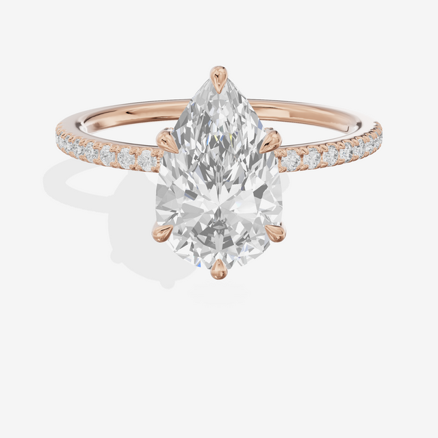 Bowed Sincere Pear Engagement Ring with Side Stones (1/4 ct. tw.) in 14K Rose Gold