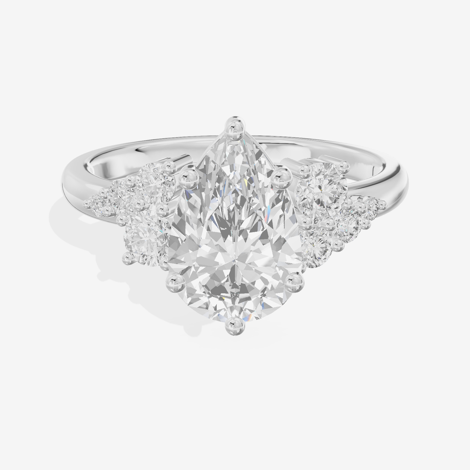 Modern Tender Pear Engagement Ring with Side Stones (1/3 ct. tw.) in 14K White Gold