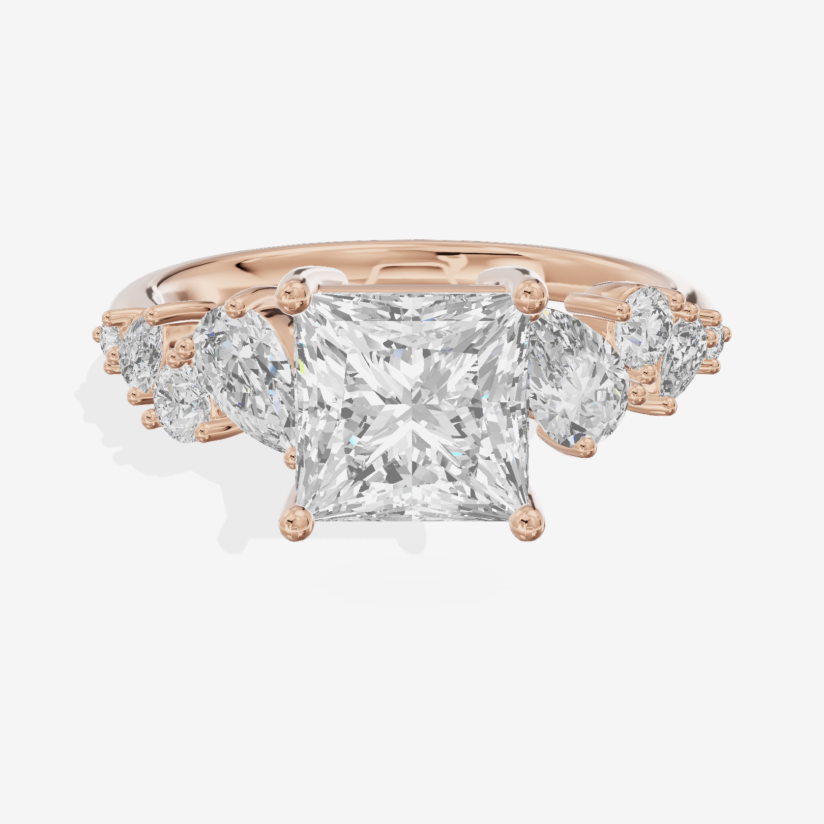 Selenia Cathedral 1.5mm Princess Solitaire Engagement Ring in 18K Rose Gold