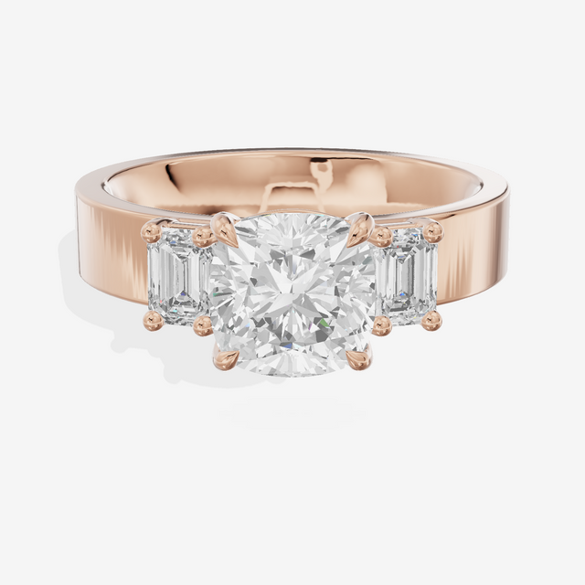 Vintage Vowsae Three Stone Cushion Engagement Ring (1/2 ct. tw.) in 14K Rose Gold