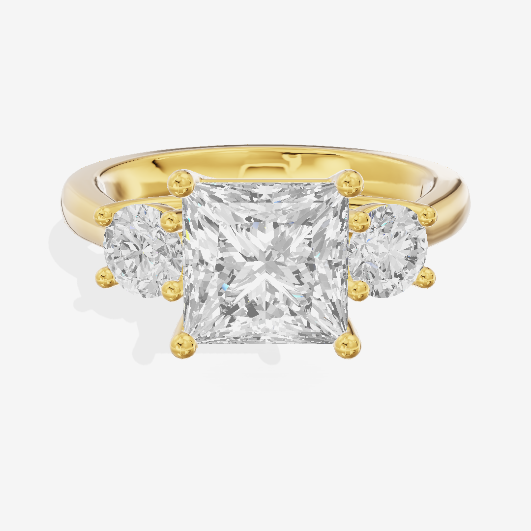Petite Selenia Three Stone Princess Engagement Ring (1/3 ct. tw.) in 18K Yellow Gold