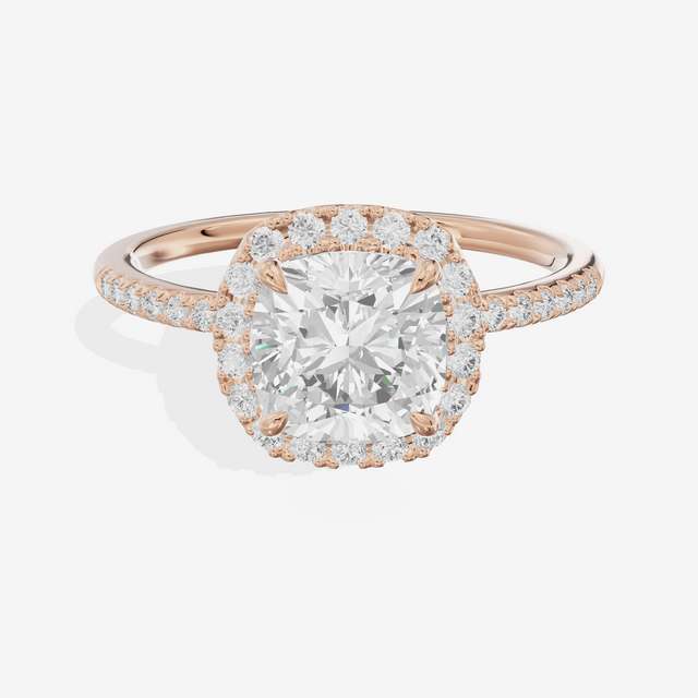 Vowsae Halo Cushion Engagement Ring (1/5 ct. tw.) in 18K Rose Gold