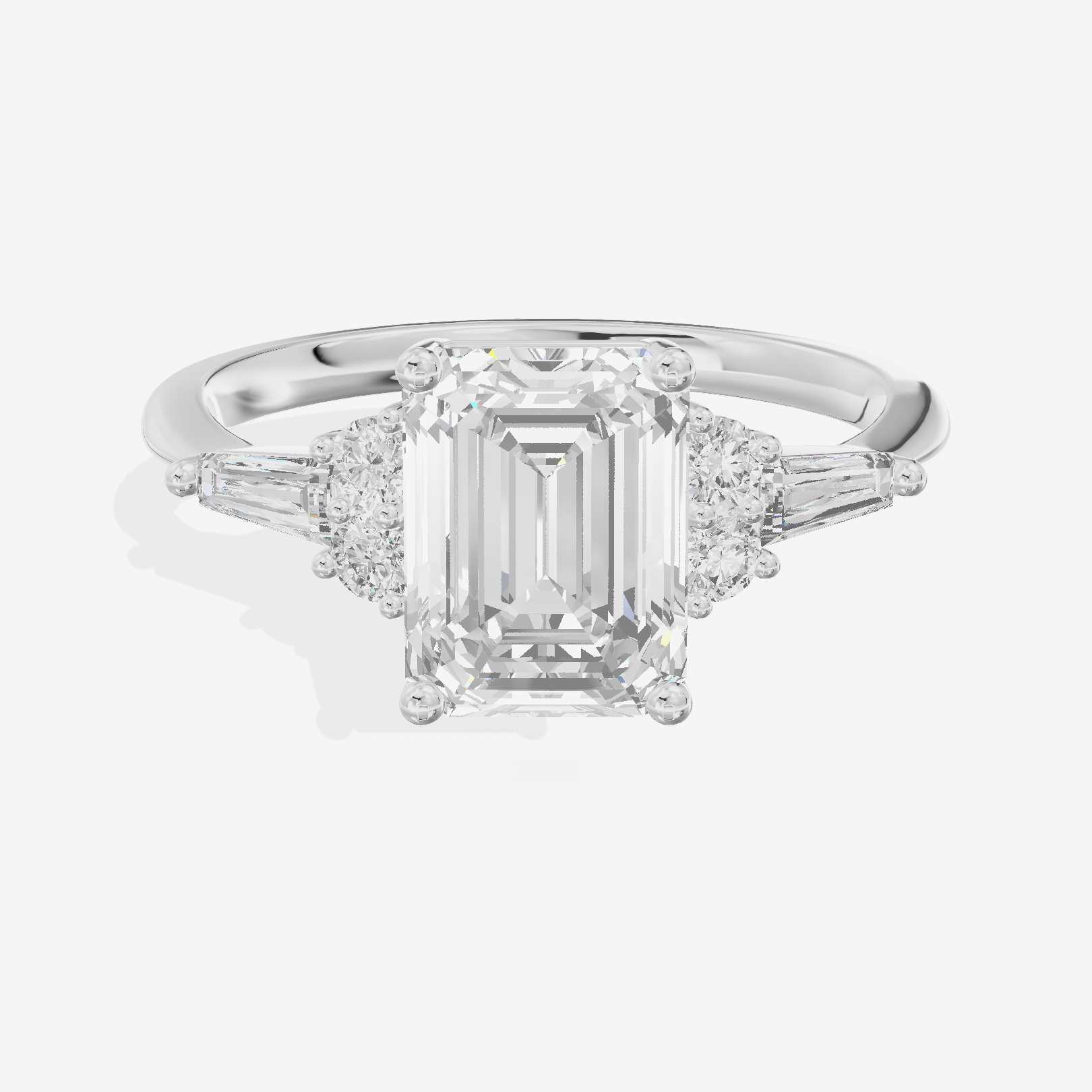 Modern Cherubine Emerald Engagement Ring with Side Stones (1/4 ct. tw.) in 18K White Gold