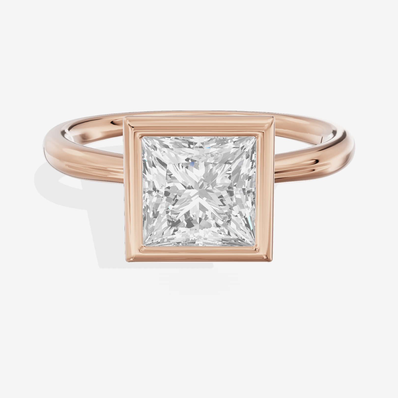 Coeurine Bezel 2mm Princess Solitaire Engagement Ring in 18K Rose Gold