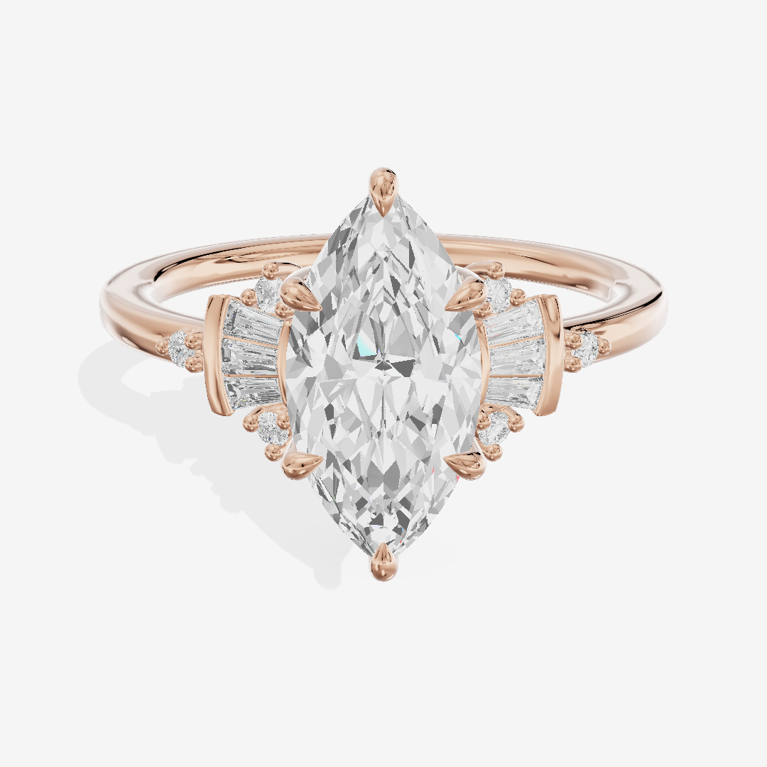 Lightwoven Pavé Marquise Engagement Ring with Side Stones (1/8 ct. tw.) in 18K Rose Gold