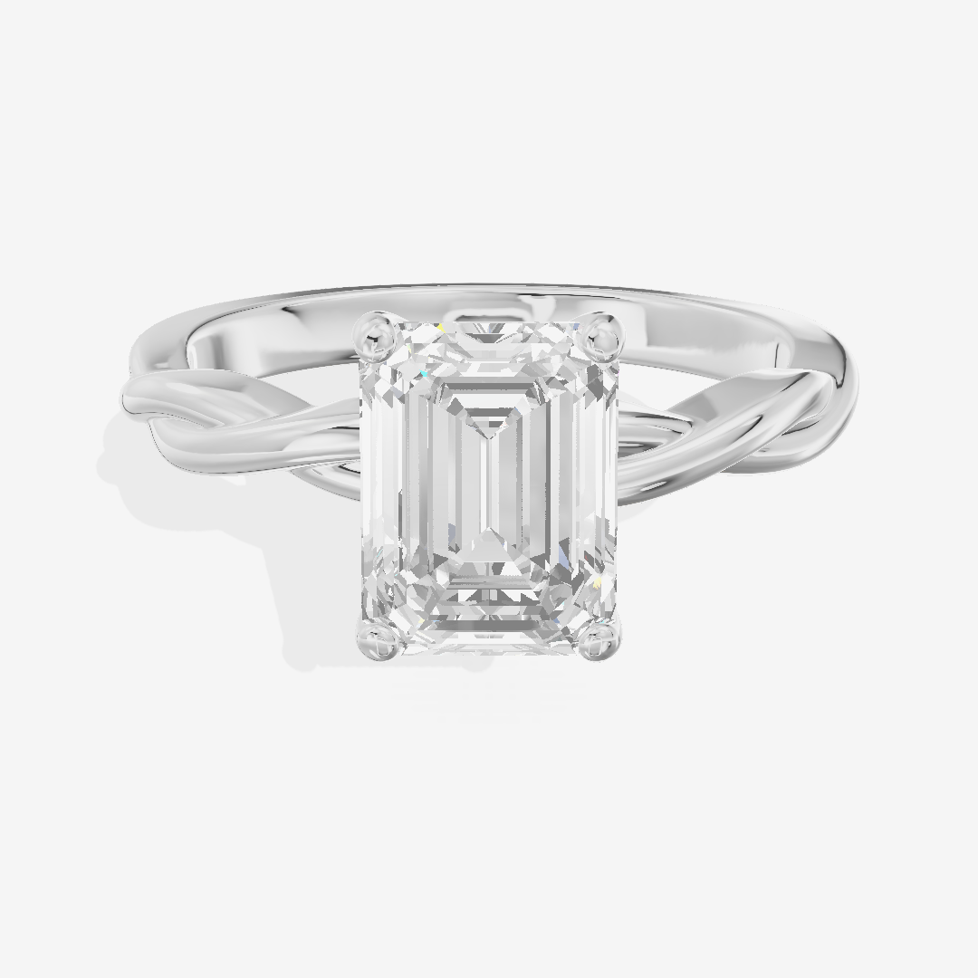Twined Coeurine Emerald Twisted Engagement Ring in Platinum