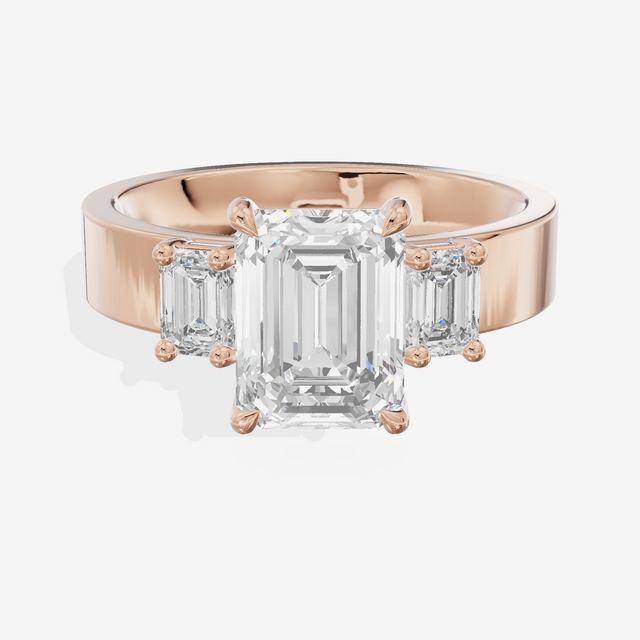 Vintage Vowsae Three Stone Emerald Engagement Ring (1/2 ct. tw.) in 18K Rose Gold