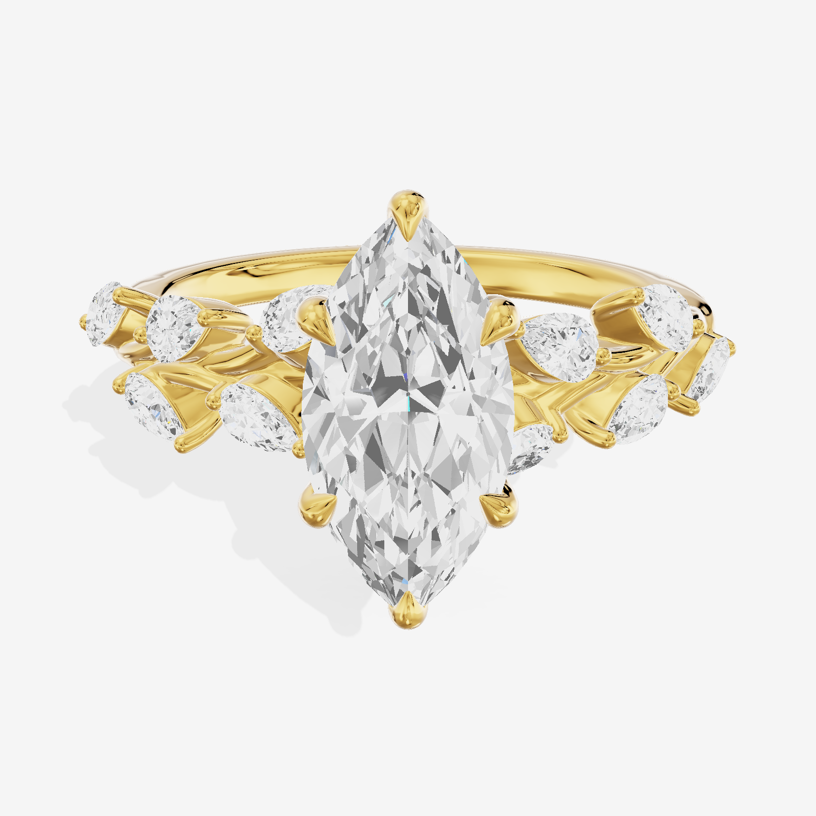 Classic Promezza Marquise Engagement Ring with Side Stones (1/2 ct. tw.) in 18K Yellow Gold