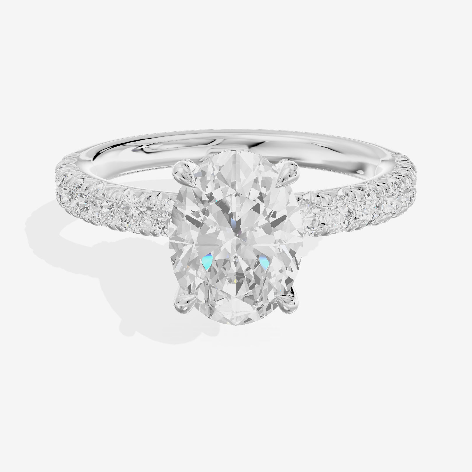 Crowned Maia Oval Engagement Ring with Side Stones (1/3 ct. tw.) in 14K White Gold