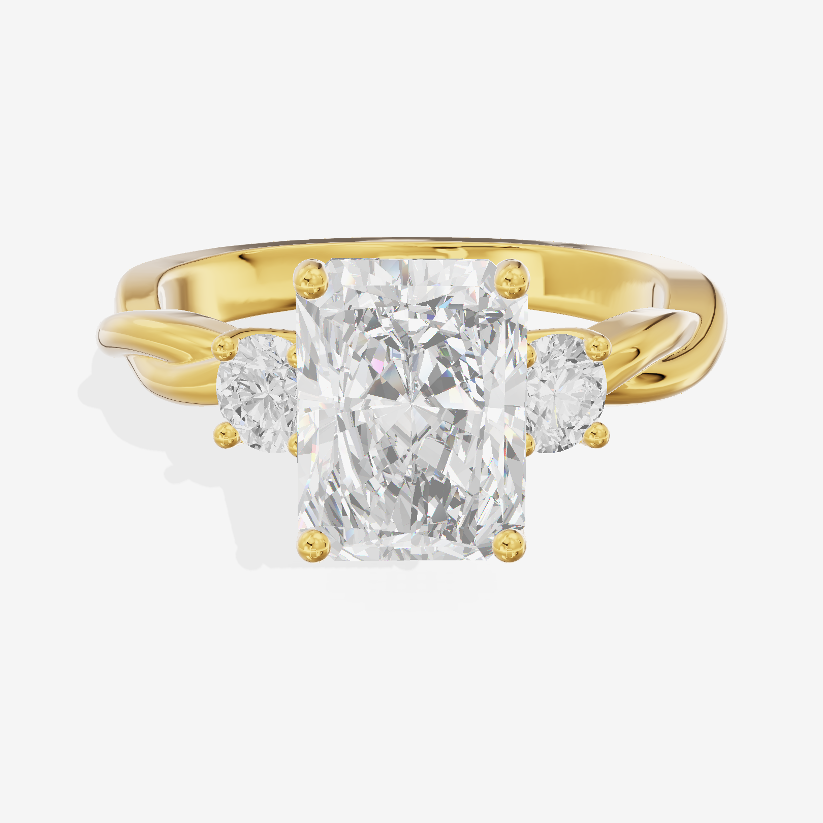 Twined Triade Radiant Three Stone Engagement Ring (1/4 ct. tw.) in 18K Yellow Gold