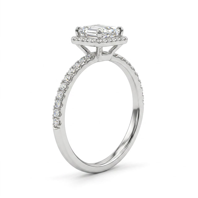 Halo Pavé Emerald Engagement Ring (1.59 ct. tw.) in Platinum