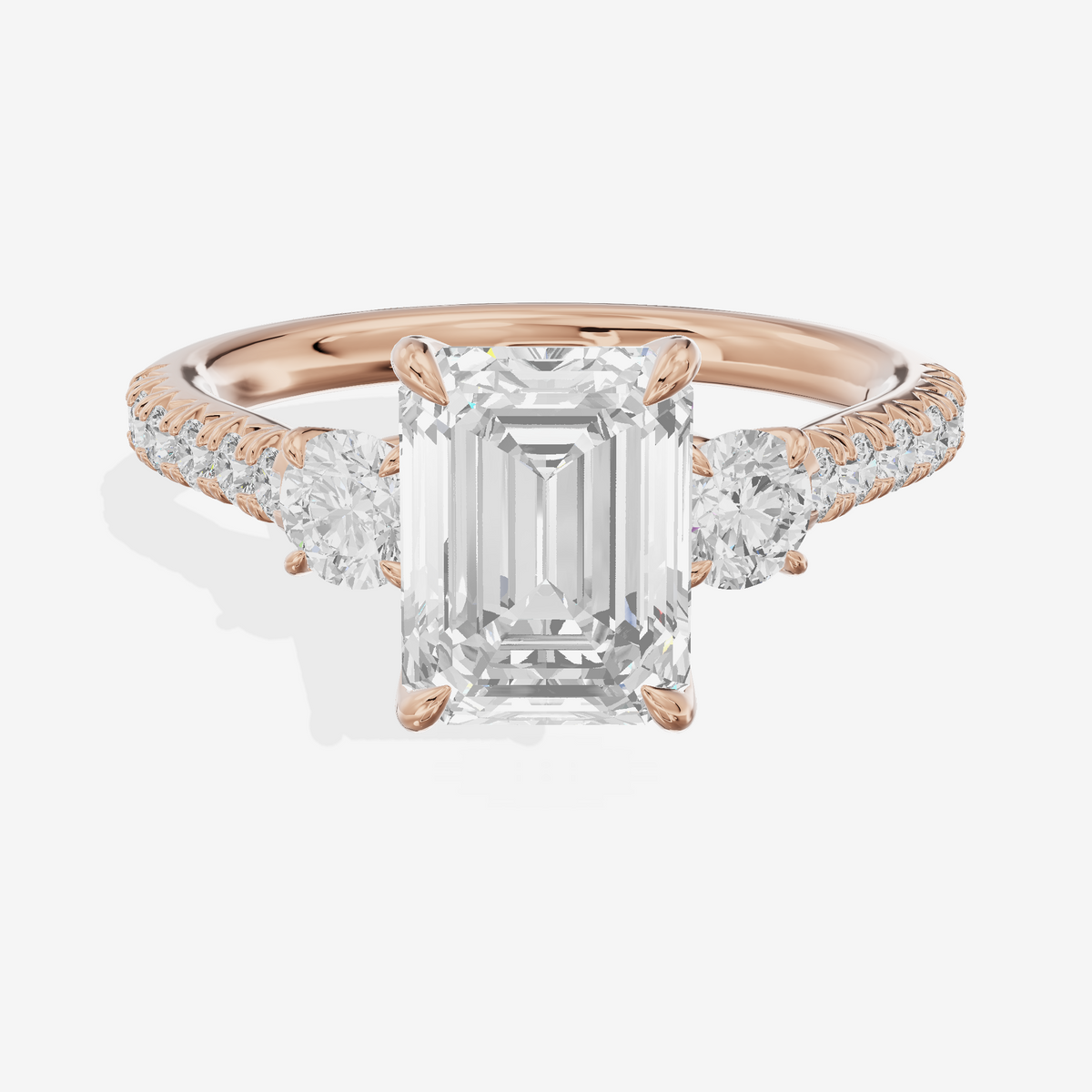 Triade Anniversary Anniversary Emerald Three Stone Engagement Ring (1/2 ct. tw.) in 18K Rose Gold