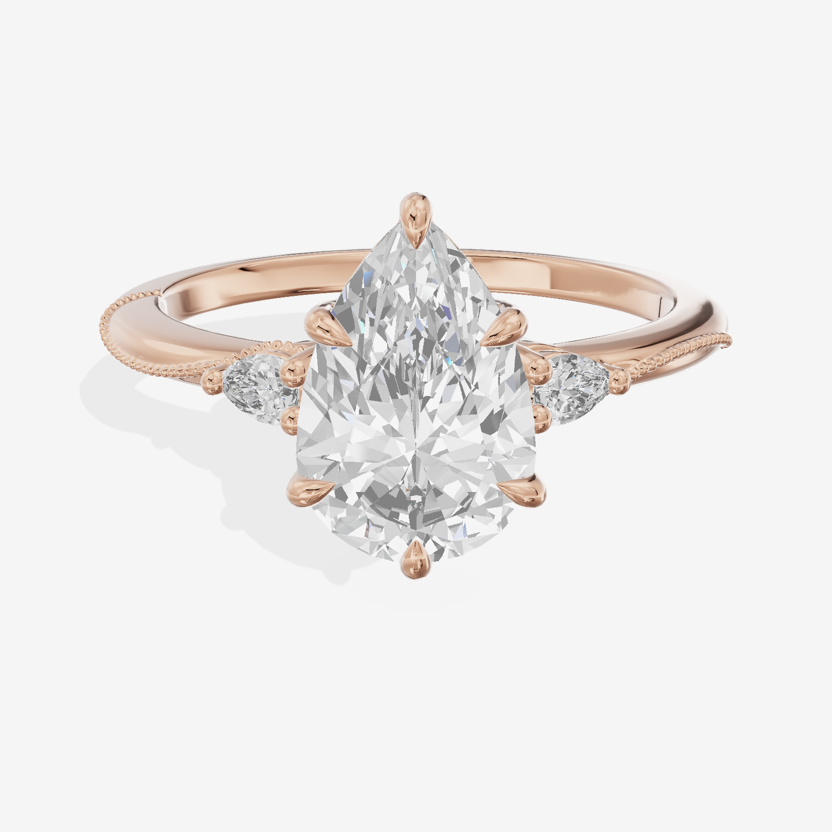 Luxe Triade Pear Three Stone Engagement Ring (1/2 ct. tw.) in 18K Rose Gold