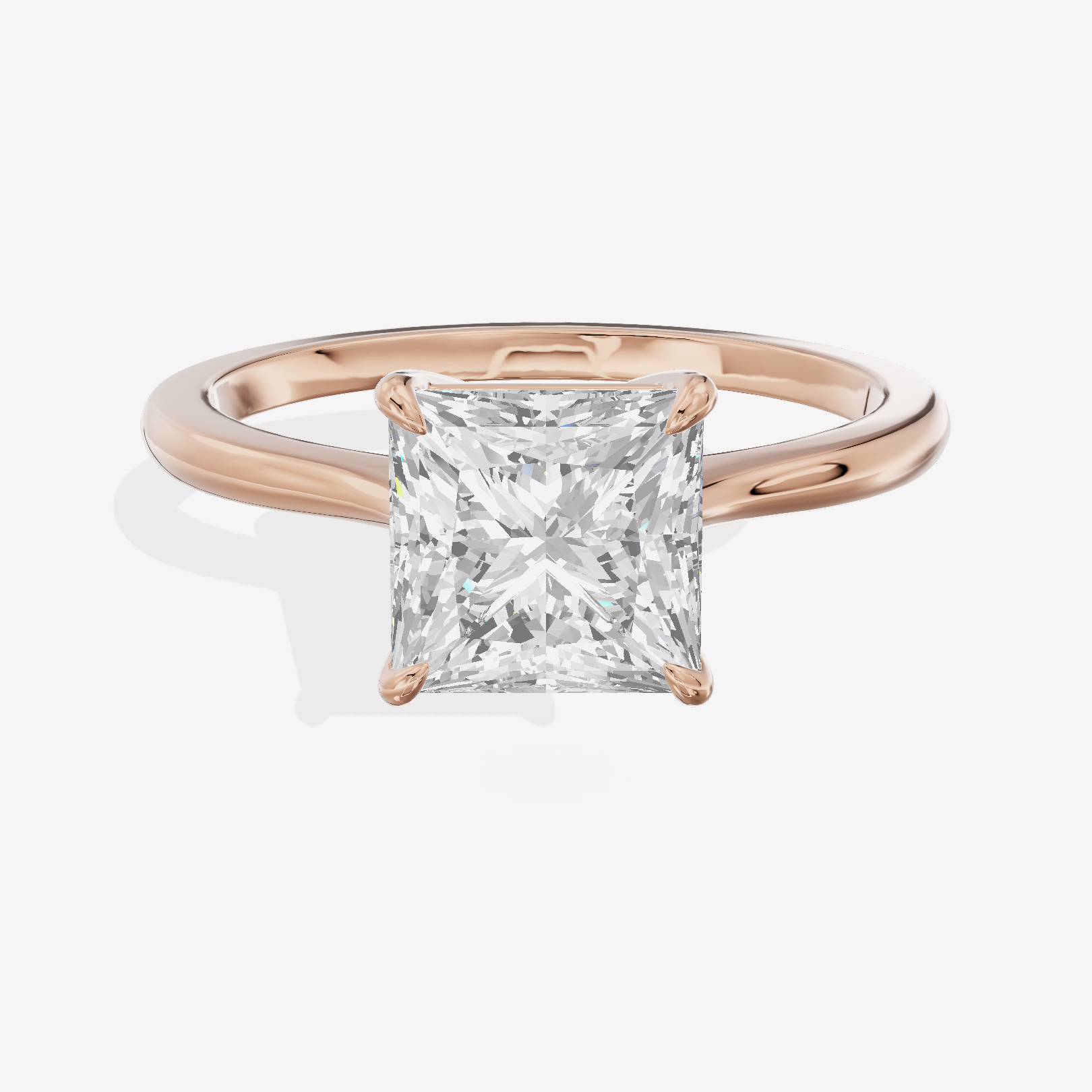 Bowed Adorae 1.5mm Princess Solitaire Engagement Ring in 14K Rose Gold