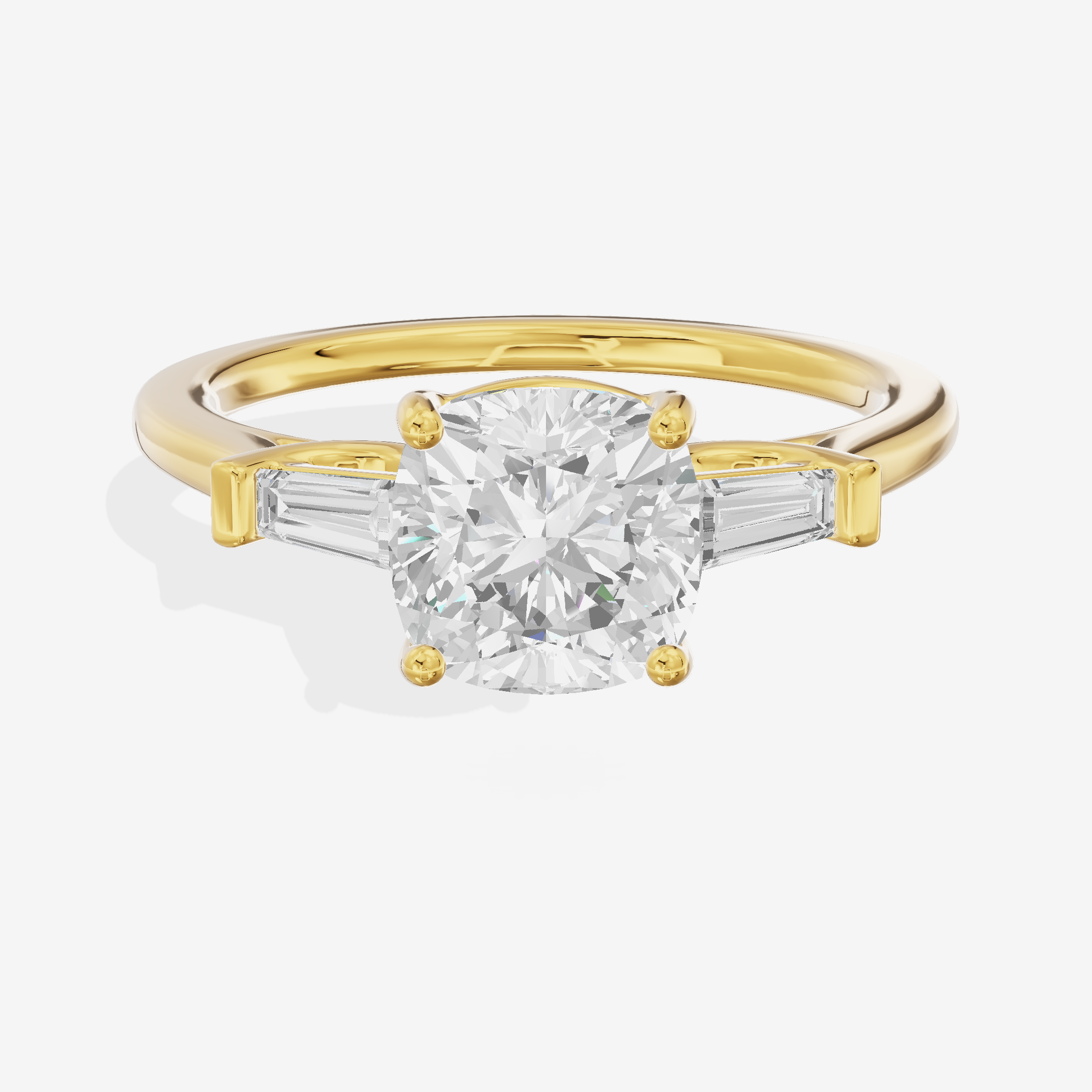 Petite Halcyon Cushion Engagement Ring with Side Stones (1/6 ct. tw.) in 18K Yellow Gold