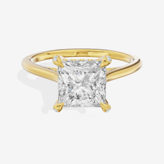 Grand Vowsae Princess Engagement Ring with Side Stones (1/5 ct. tw.) in 14K Yellow Gold