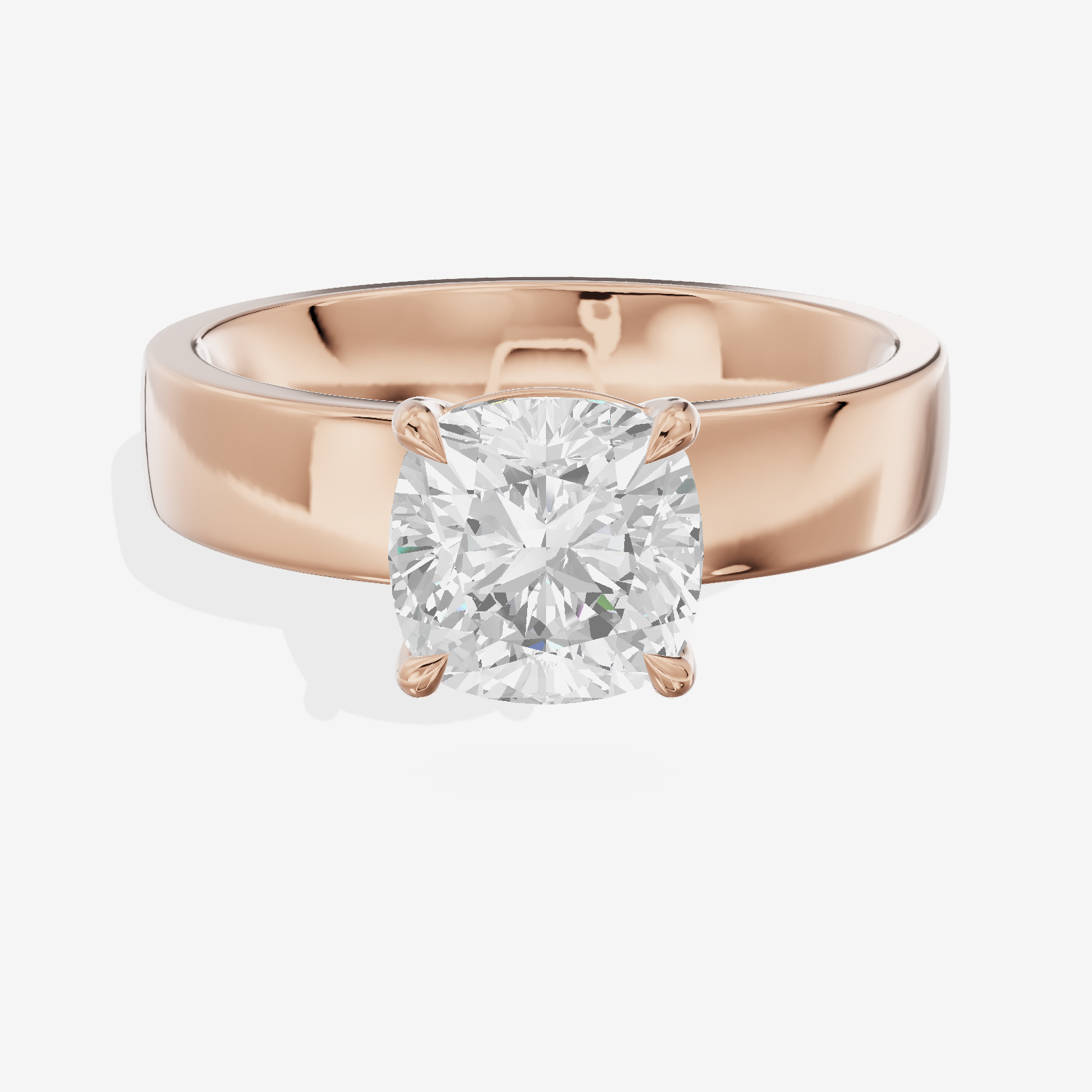 Hallowed Coeurine 4mm Cushion Solitaire Engagement Ring in 18K Rose Gold