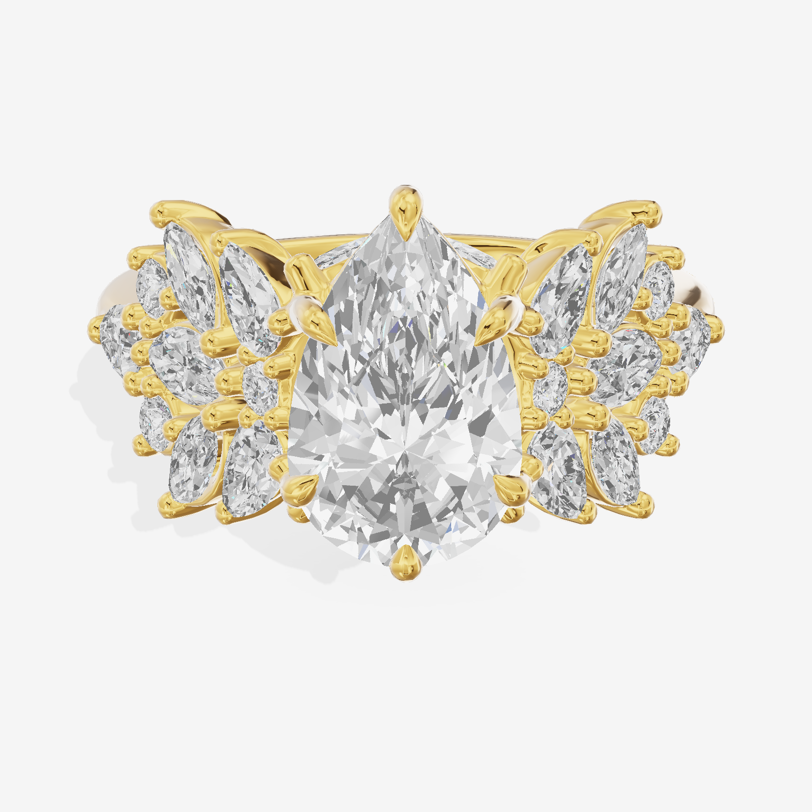 Grand Heartline Pear Engagement Ring with Side Stones (3/4 ct. tw.) in 14K Yellow Gold