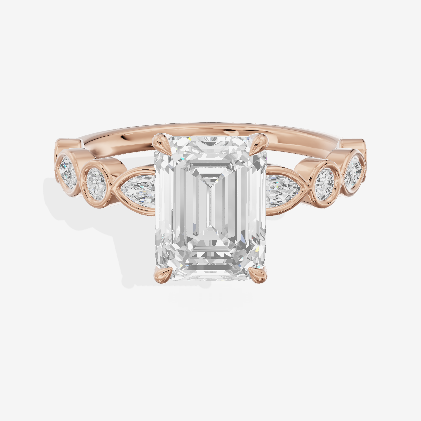 Tender Aurea Emerald Engagement Ring with Side Stones (1 ct. tw.) in 18K Rose Gold