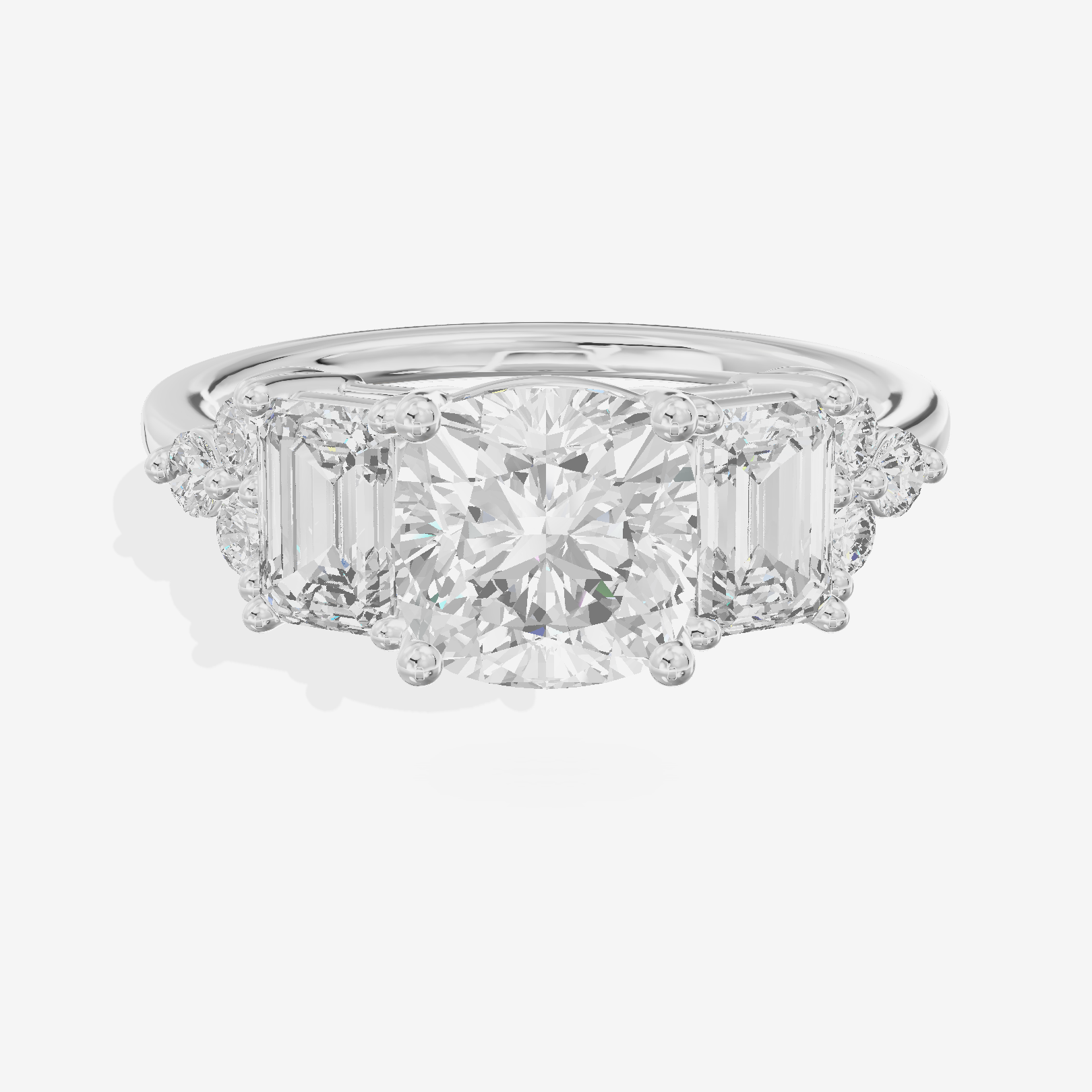 Grand Halcyon Cushion Engagement Ring with Side Stones (3/4 ct. tw.) in Platinum
