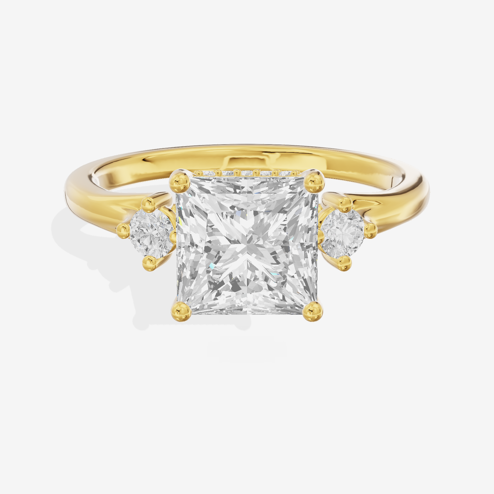 Sincere Three Stone Princess Engagement Ring (1/6 ct. tw.) in 18K Yellow Gold