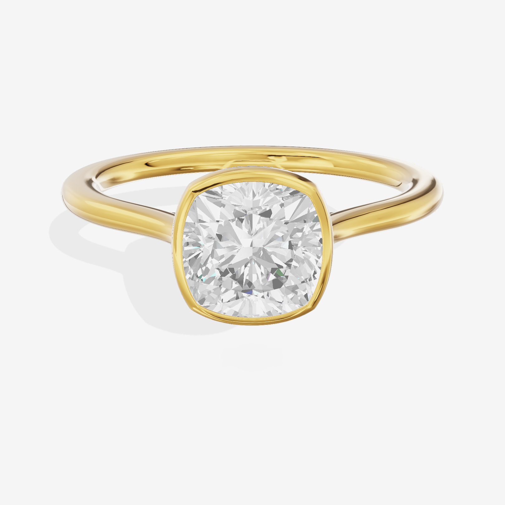 Petite Vowsae 1.5mm Cushion Bezel Engagement Ring in 14K Yellow Gold