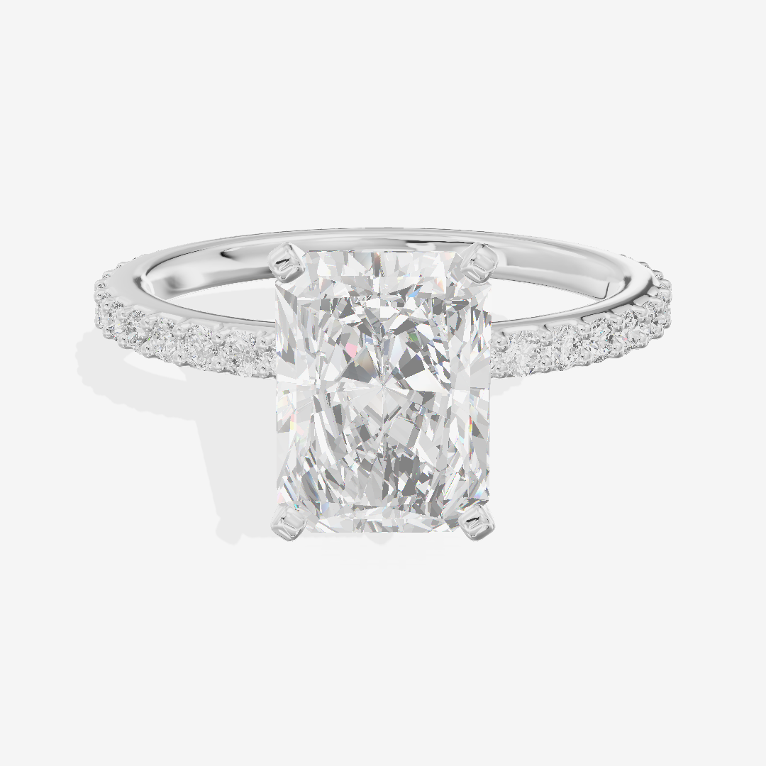 Petite Trellise Radiant Engagement Ring with Side Stones (1/3 ct. tw.) in Platinum