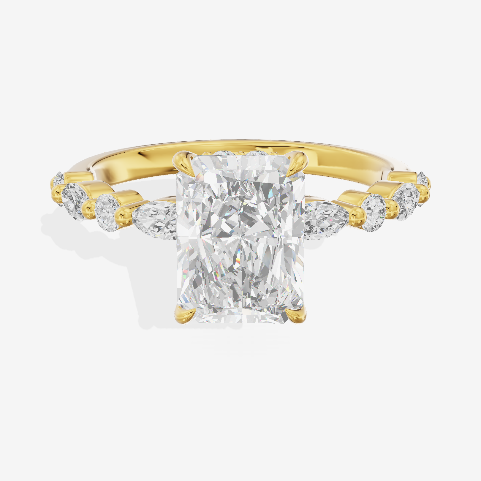 Twine Hidden Halo Radiant Engagement Ring (1/20 ct. tw.) in 14K Yellow Gold