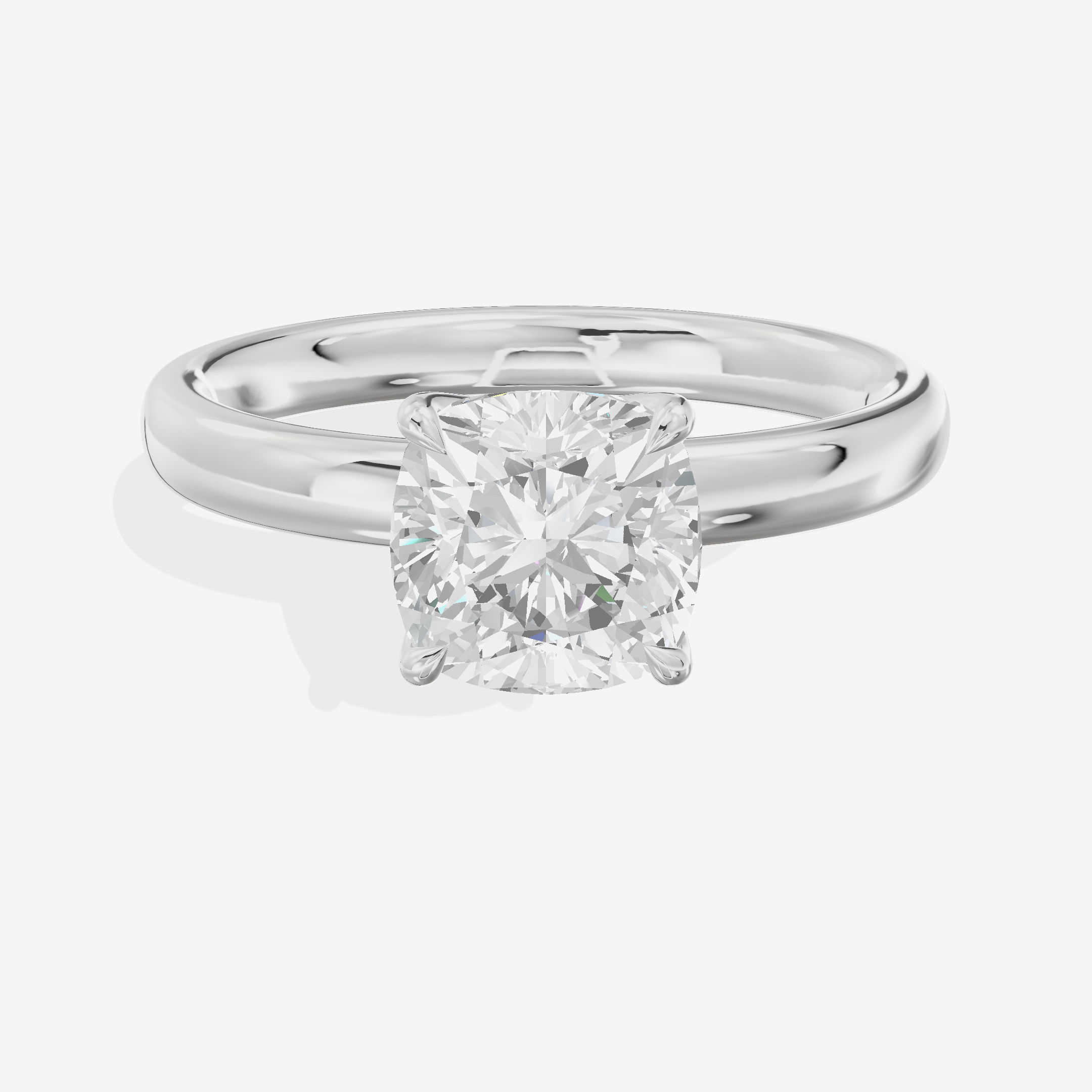 Hallowed Promezza 2.5mm Cushion Solitaire Engagement Ring in 18K White Gold