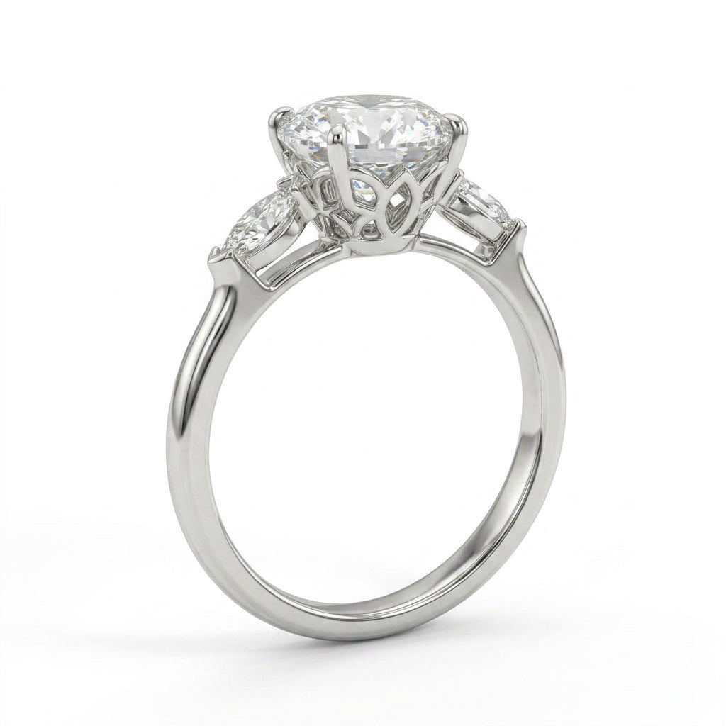 Cathedral Solitaire Round Engagement Ring (2.33 ct. tw.) in 18K White Gold