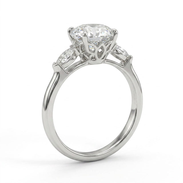 Cathedral Solitaire Round Engagement Ring (2.33 ct. tw.) in 18K White Gold