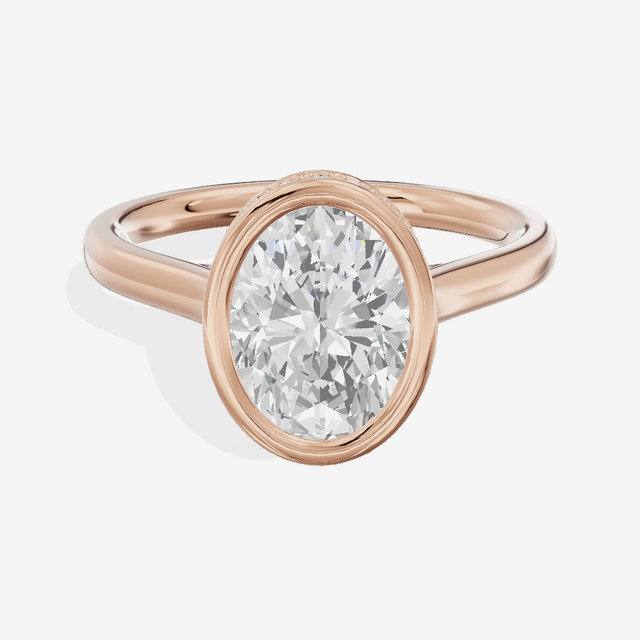 Sincere Hidden Halo Oval Engagement Ring (1/6 ct. tw.) in 18K Rose Gold