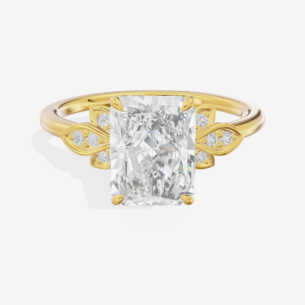 Trellise Radiant Engagement Ring with Side Stones (1/20 ct. tw.) in 18K Yellow Gold