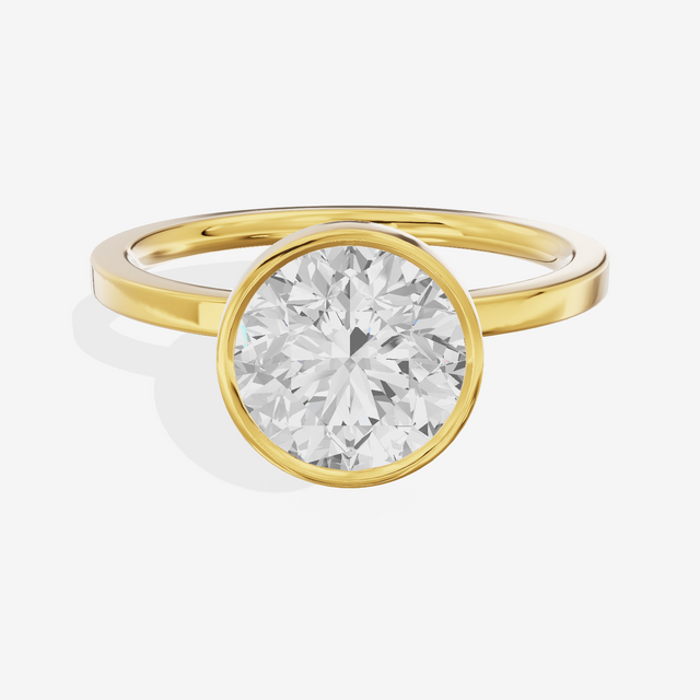 One of One Classic 1.5mm Round Bezel Engagement Ring in 14K Yellow Gold