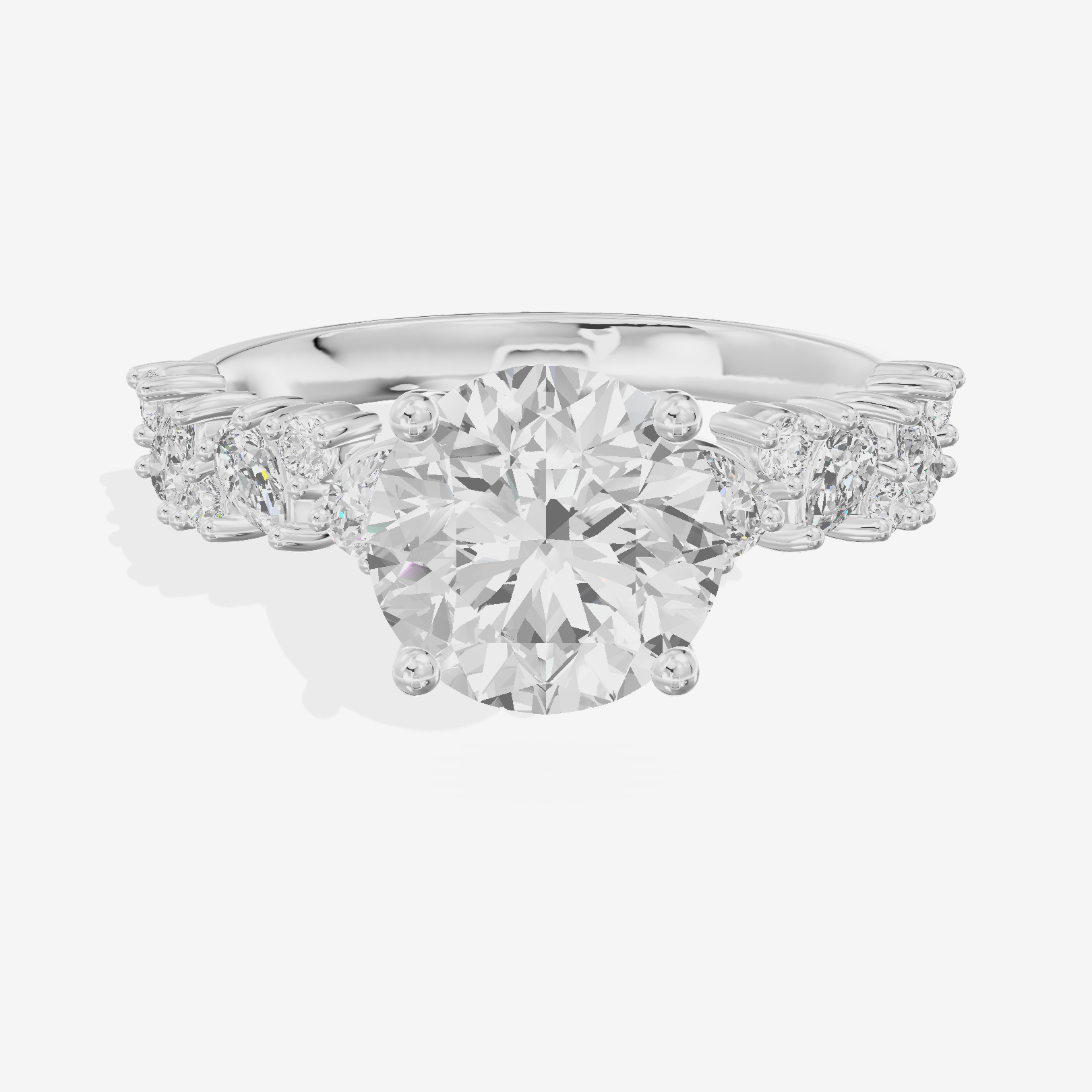 Bowed Vowsae Round Engagement Ring with Side Stones (2/5 ct. tw.) in 14K White Gold
