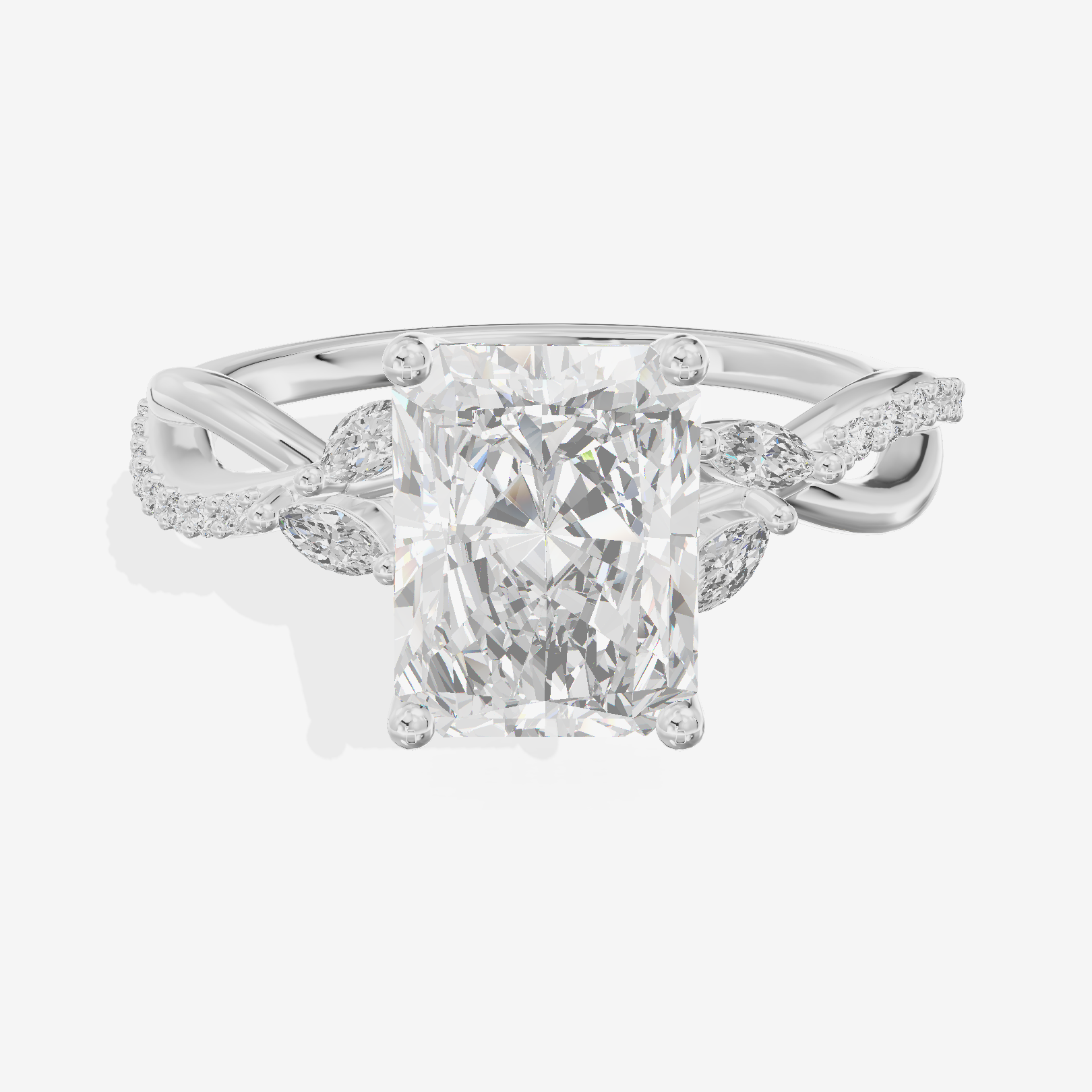 Petite Twine Radiant Twisted Engagement Ring (1/5 ct. tw.) in 18K White Gold