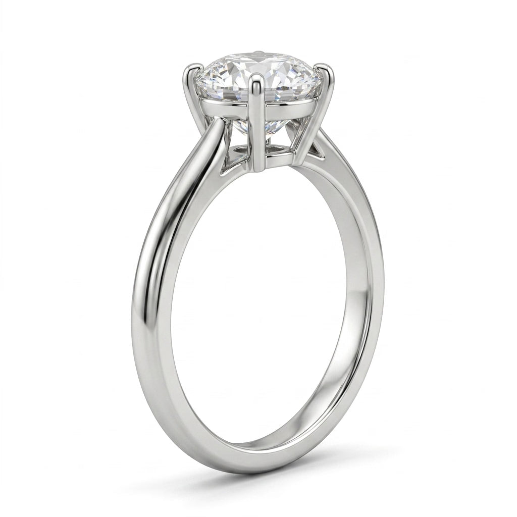 Cathedral Solitaire Round Engagement Ring (2.01 ct.) in Platinum