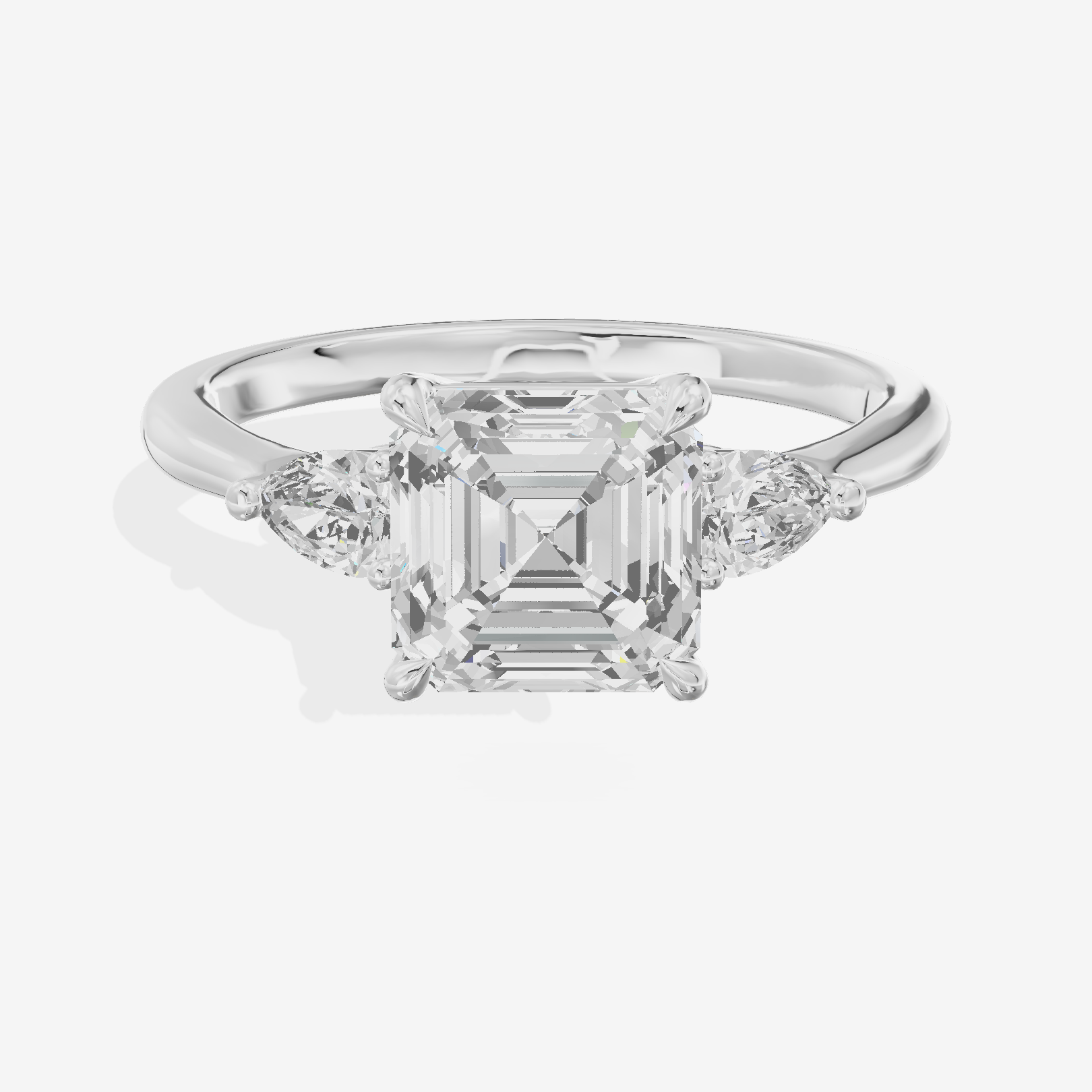 Petite Aimora Three Stone Asscher Engagement Ring (1/4 ct. tw.) in Platinum