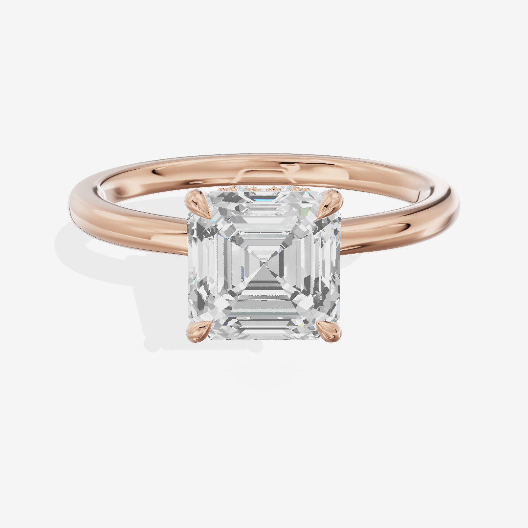 Grand Liviana Asscher Engagement Ring with Side Stones (1/10 ct. tw.) in 18K Rose Gold