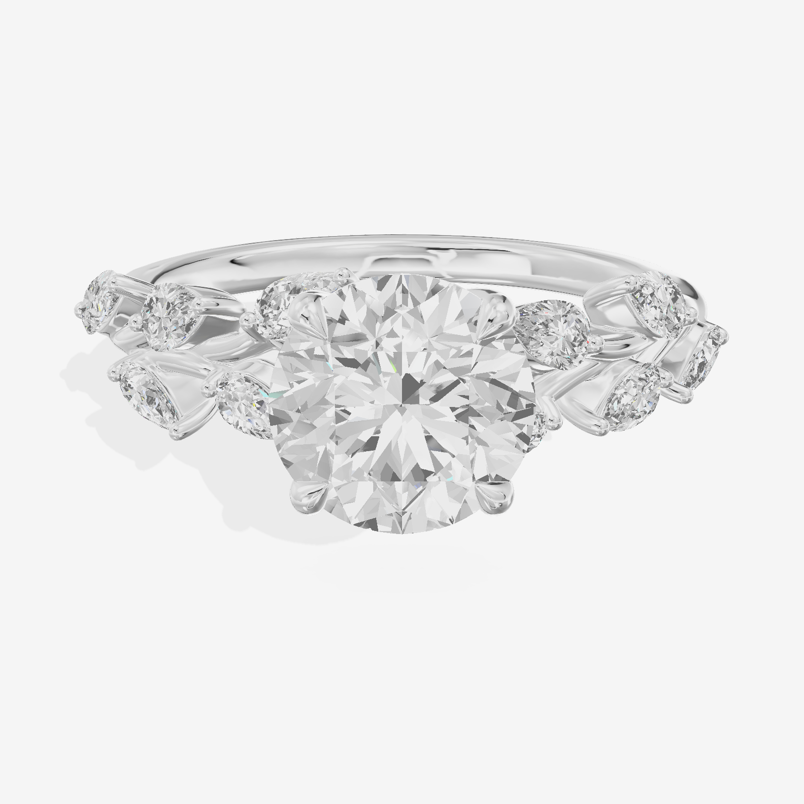 Classic Promezza Round Engagement Ring with Side Stones (1/2 ct. tw.) in 18K White Gold