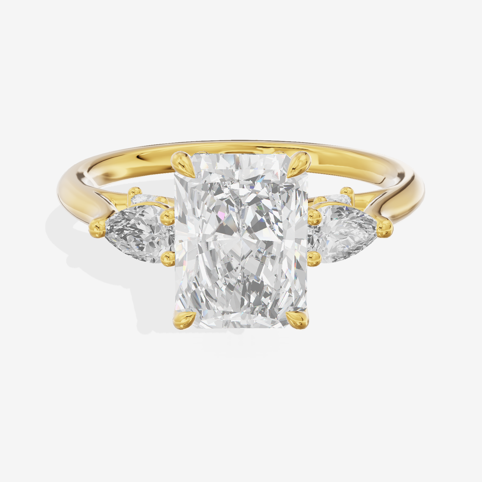 Classic Vowsae Three Stone Radiant Engagement Ring (3/5 ct. tw.) in 18K Yellow Gold