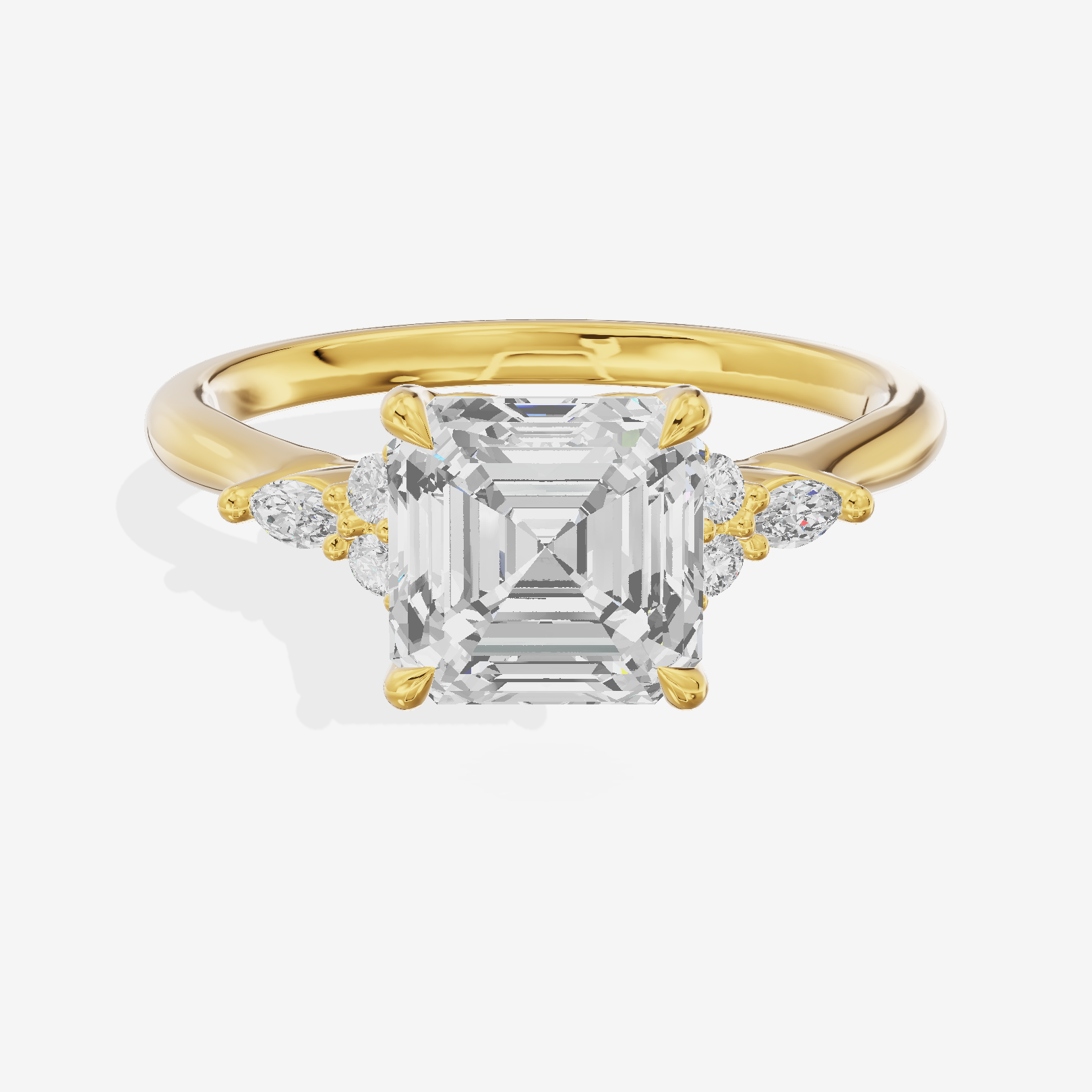 Tender Heartline Asscher Engagement Ring with Side Stones (1/10 ct. tw.) in 18K Yellow Gold