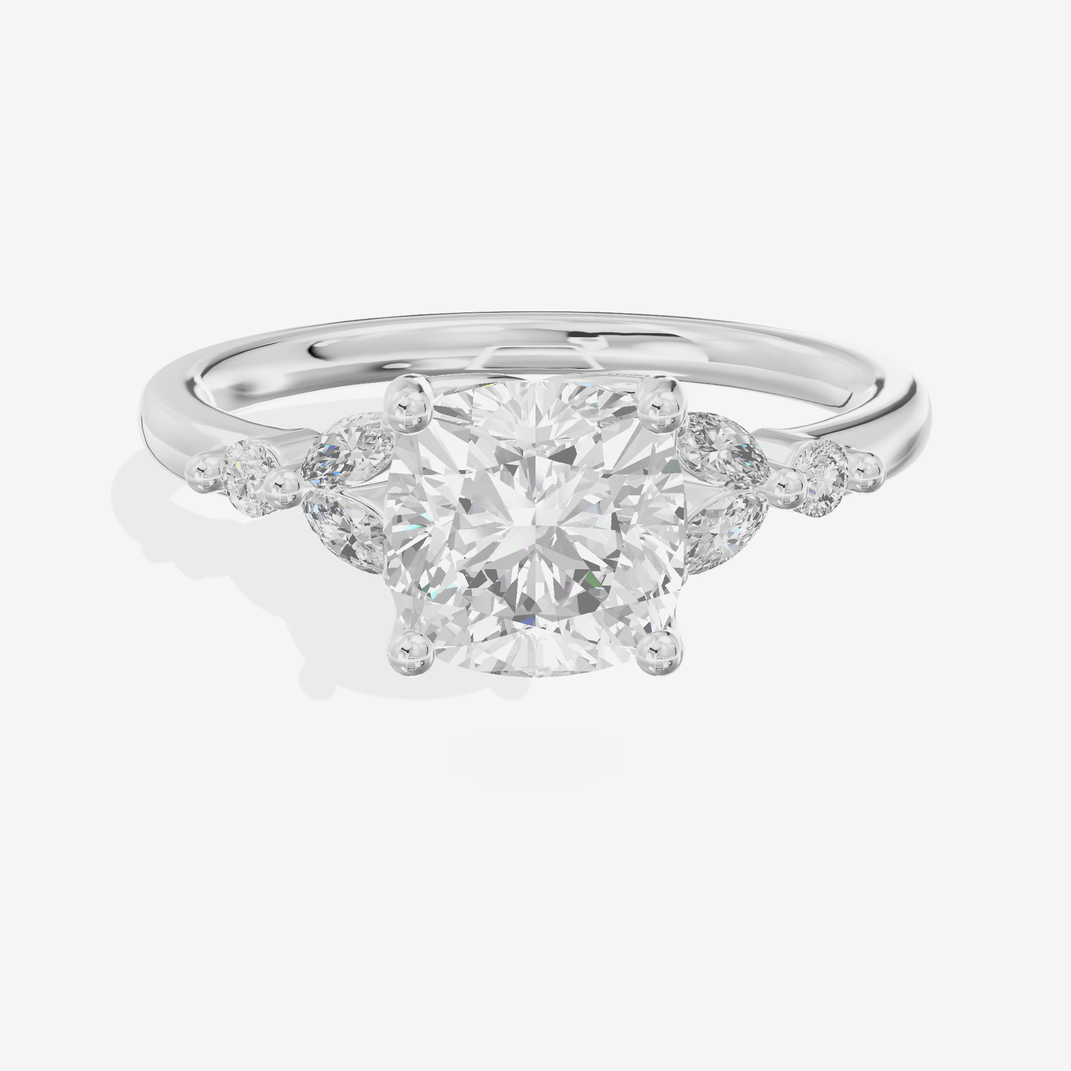 Whispered Halcyon Cushion Engagement Ring with Side Stones (1/6 ct. tw.) in Platinum