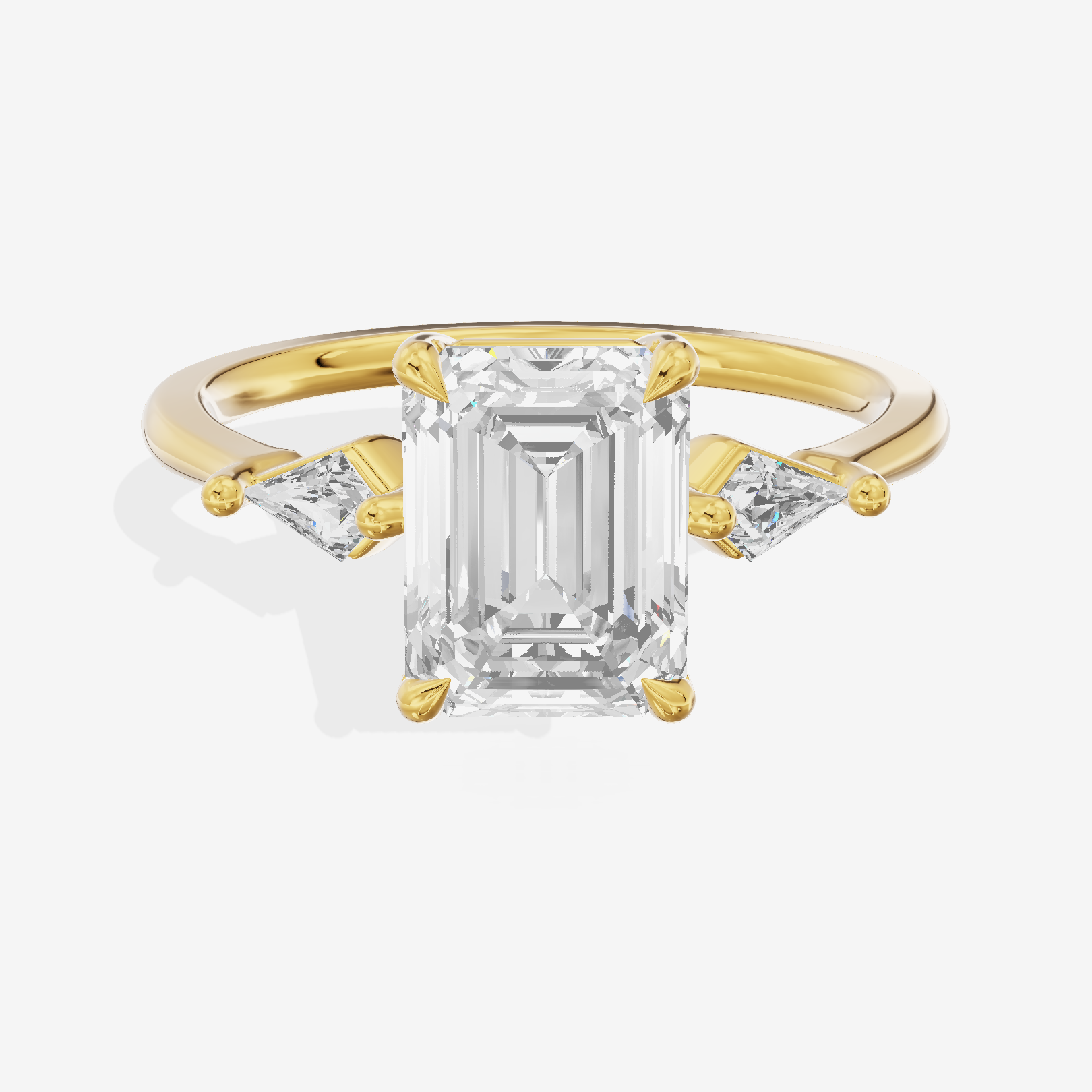 Whispered Triade Emerald Three Stone Engagement Ring (1/10 ct. tw.) in 18K Yellow Gold