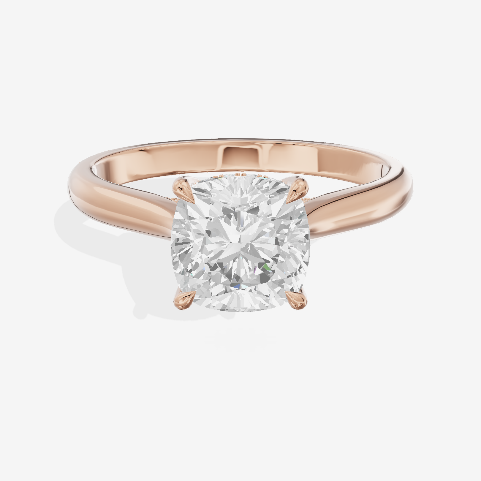 Grand Heartline Cushion Engagement Ring with Side Stones (3/4 ct. tw.) in 18K Rose Gold