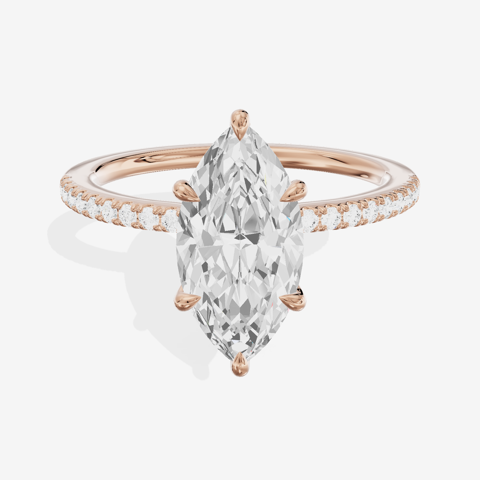 Grand Mirelle Marquise Hidden Halo Engagement Ring (1/5 ct. tw.) in 18K Rose Gold